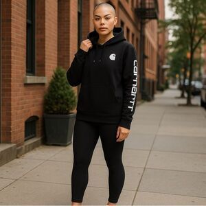 Carhartt Black Hoodie with White Logo Accents